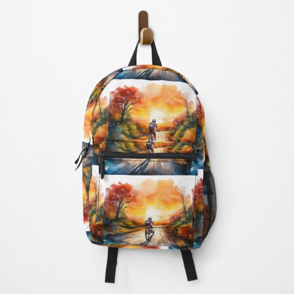 Item preview, Autumn Cycling Escape – Watercolour Scenic Bike Ride Art designed and sold by RaiyaTees.