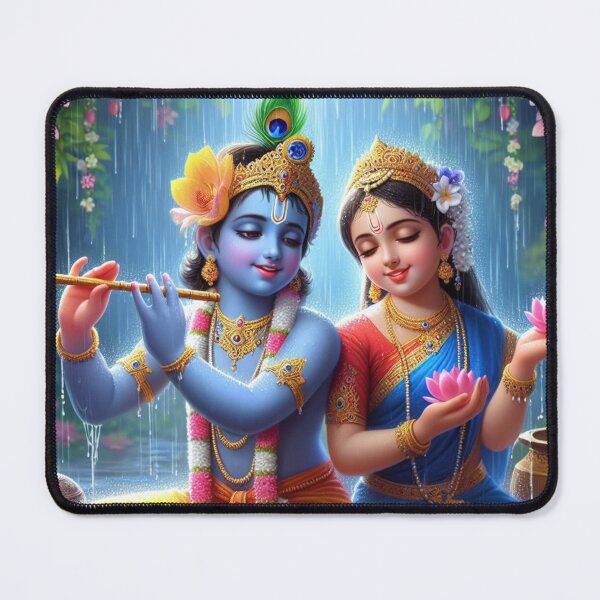 Item preview, Radha Krishna Sitting in Rain in Vrindavan Forest designed and sold by VrindaArts.