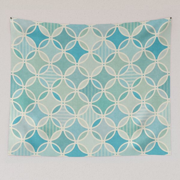 Item preview, Blue Green and Cream Circle Geometric Pattern designed and sold by micklyn.