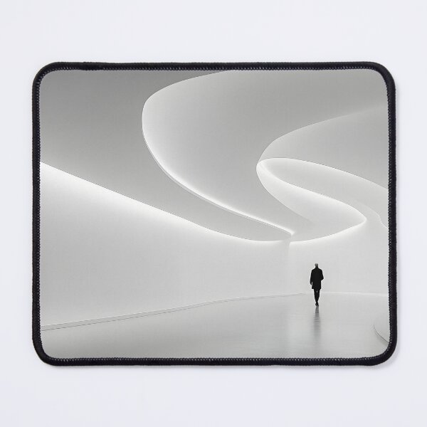 Item preview, Futuristic Curved White Hallway with Lone Walker designed and sold by Artessie.