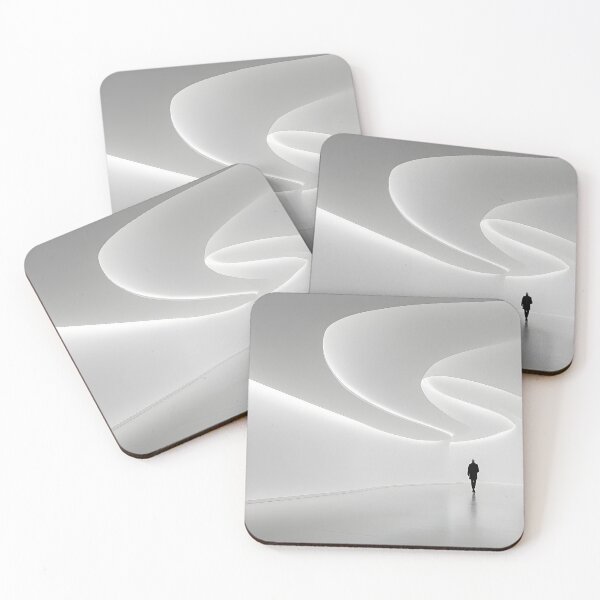 Item preview, Futuristic Curved White Hallway with Lone Walker designed and sold by Artessie.