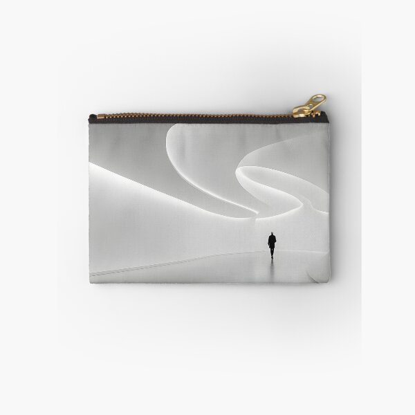 Item preview, Futuristic Curved White Hallway with Lone Walker designed and sold by Artessie.