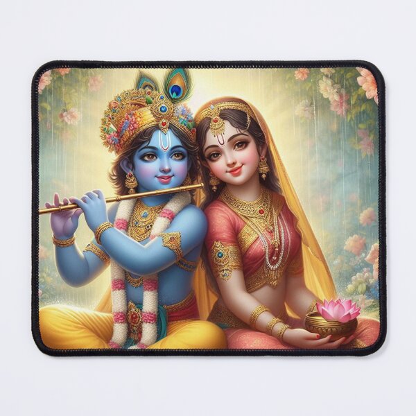 Item preview, Radha Krishna Sitting in Rain in Vrindavan Forest designed and sold by VrindaArts.