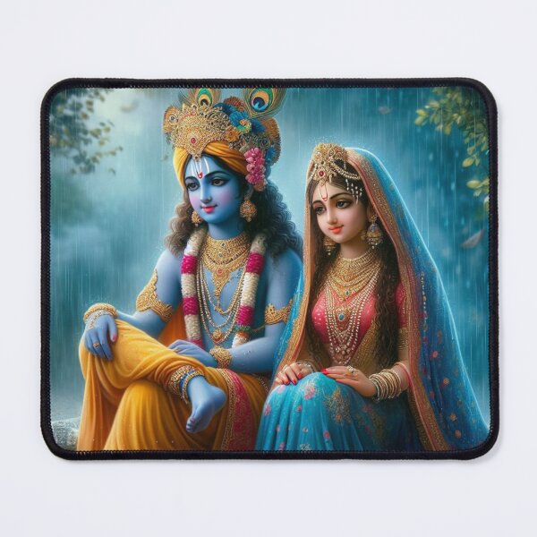 Item preview, Radha Krishna Sitting in Rain in Vrindavan Forest designed and sold by VrindaArts.