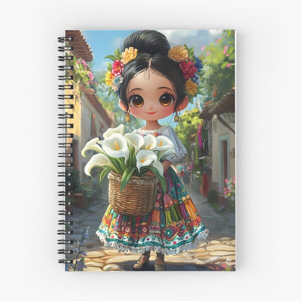 Item preview, Charming girl in colorful dress with lilies basket designed and sold by Artessie.