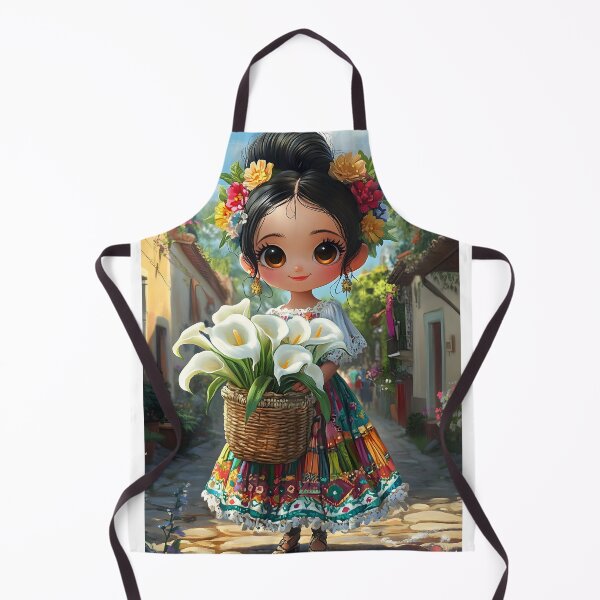 Item preview, Charming girl in colorful dress with lilies basket designed and sold by Artessie.