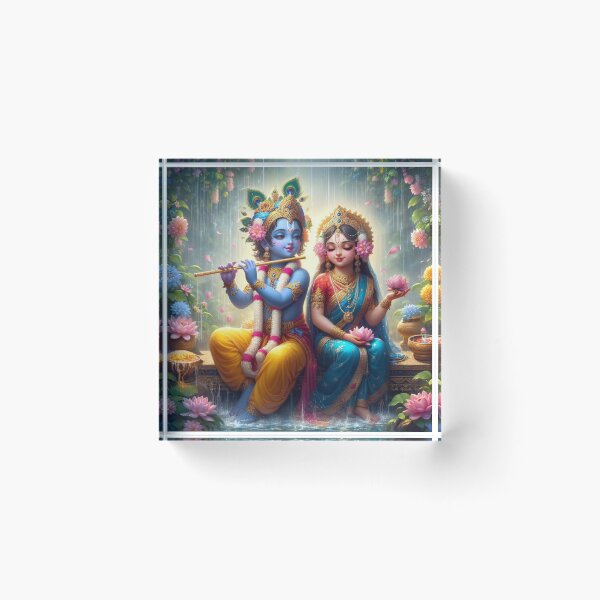 Item preview, Radha Krishna Sitting in Rain in Vrindavan Forest designed and sold by VrindaArts.