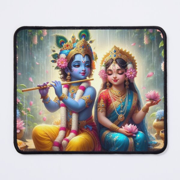 Item preview, Radha Krishna Sitting in Rain in Vrindavan Forest designed and sold by VrindaArts.