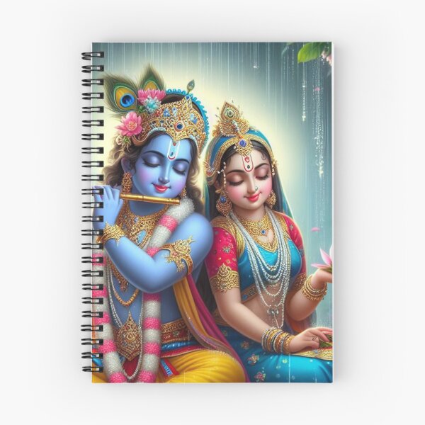 Artikelvorschau, Radha Krishna sitzt im Regen im Wald von Vrindavan entworfen und verkauft von VrindaArts.