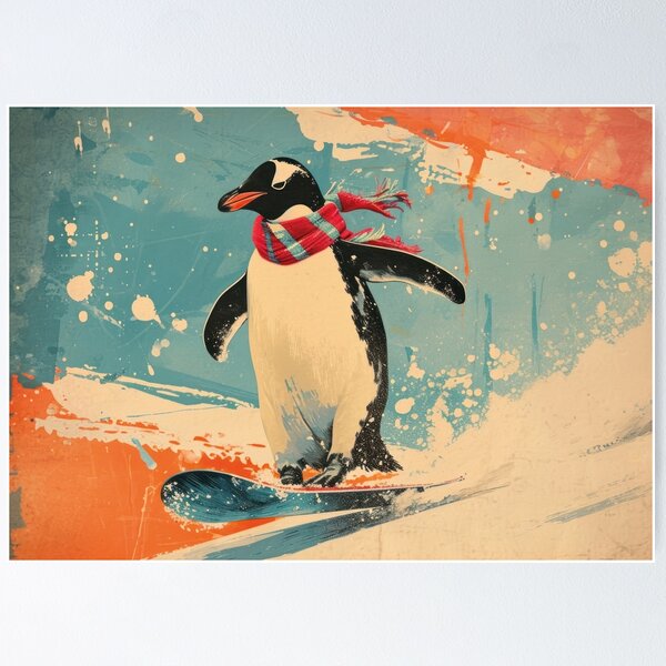 Item preview, funny penguin snowboarding designed and sold by Mauswohn.