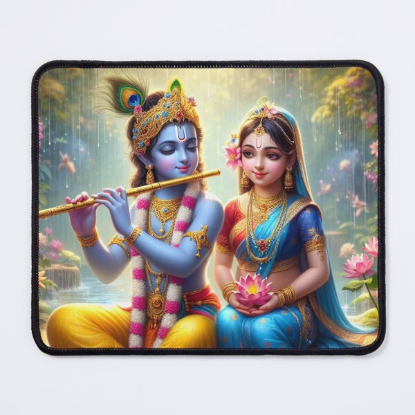 Item preview, Radha Krishna Sitting in Rain in Vrindavan Forest designed and sold by VrindaArts.