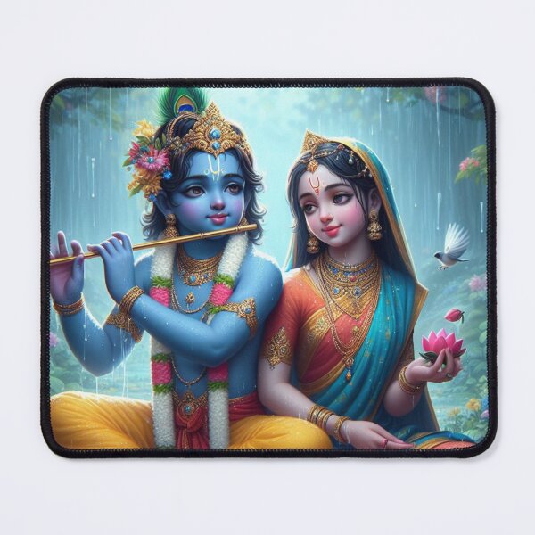 Item preview, Radha Krishna Sitting in Rain in Vrindavan Forest designed and sold by VrindaArts.