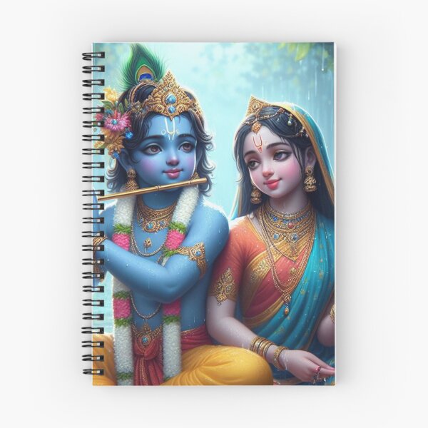 Artikelvorschau, Radha Krishna sitzt im Regen im Wald von Vrindavan entworfen und verkauft von VrindaArts.