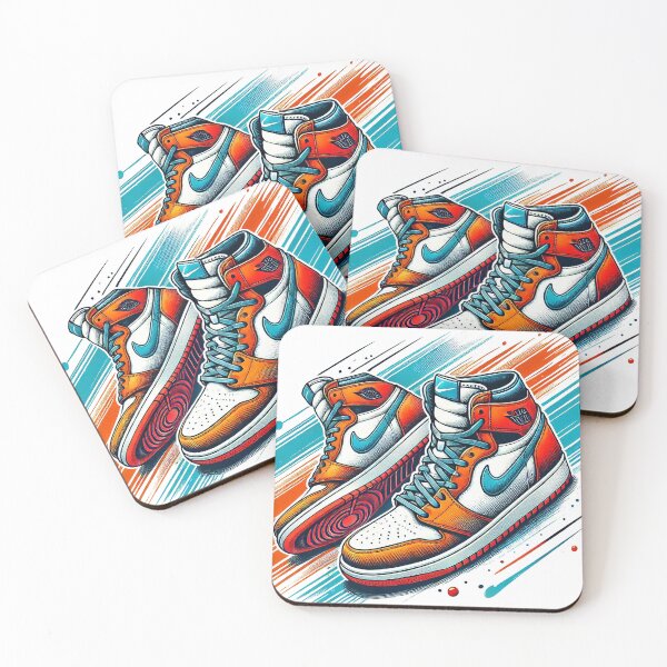Item preview, stylized illustration of nike high-top sneakers with a vibrant color scheme designed and sold by 212sneakers.