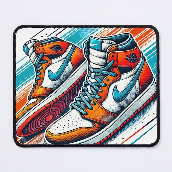 Item preview, stylized illustration of nike high-top sneakers with a vibrant color scheme designed and sold by 212sneakers.