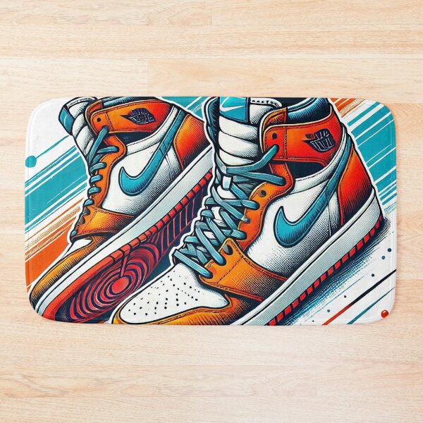 Item preview, stylized illustration of nike high-top sneakers with a vibrant color scheme designed and sold by 212sneakers.
