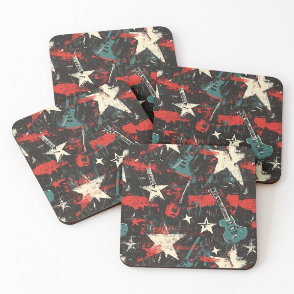 Item preview, Rock and Roll Punk Grunge Distressed Stars and Electric Guitars designed and sold by AgathaZolastore.