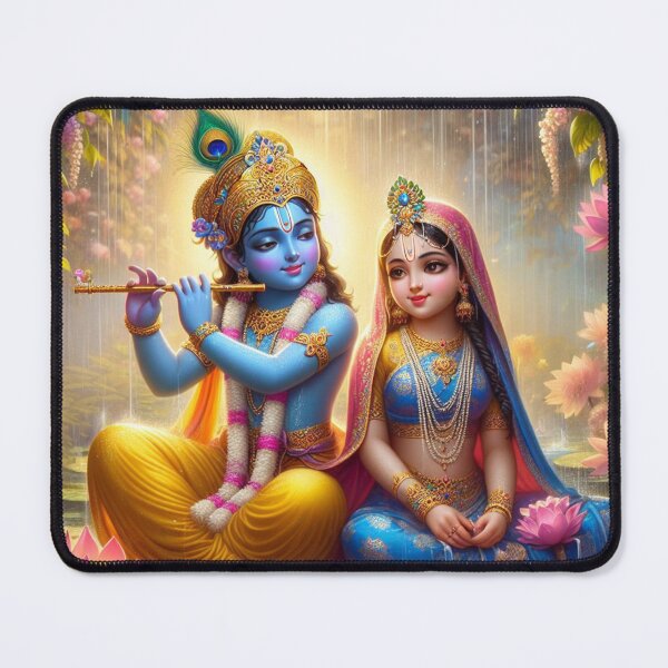 Item preview, Radha Krishna Sitting in Rain in Vrindavan Forest designed and sold by VrindaArts.