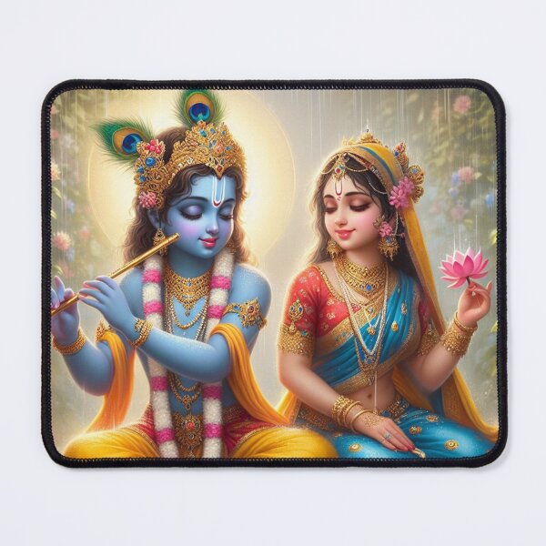 Item preview, Radha Krishna Sitting in Rain in Vrindavan Forest designed and sold by VrindaArts.