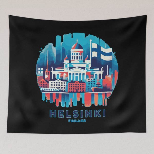 Item preview, Helsinki Finland Travel Retro Vintage designed and sold by TomFrontierArt.