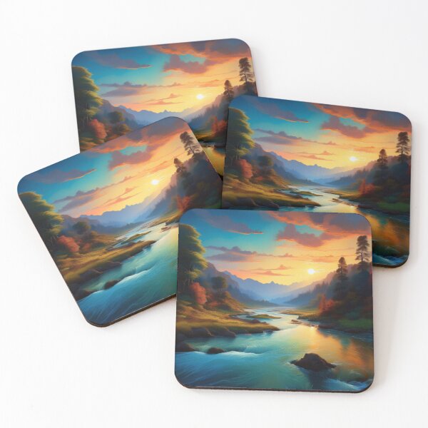Item preview, Tranquil River Sunset – Serene Mountain Landscape designed and sold by RaiyaTees.
