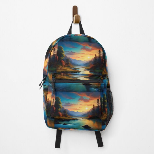 Item preview, Tranquil River Sunset – Serene Mountain Landscape designed and sold by RaiyaTees.