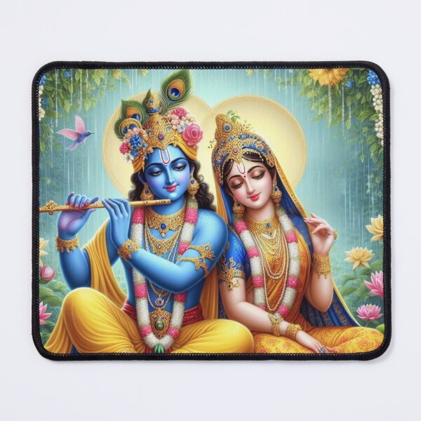 Item preview, Radha Krishna Sitting in Rain in Vrindavan Forest designed and sold by VrindaArts.