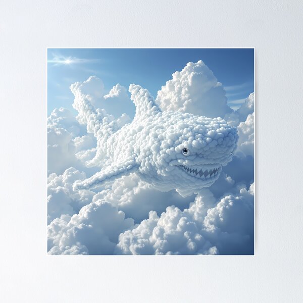 Item preview, Shark Dreamlike Animals Crafted from Clouds Surreal Sculptures designed and sold by ART ATTACK ZONE.