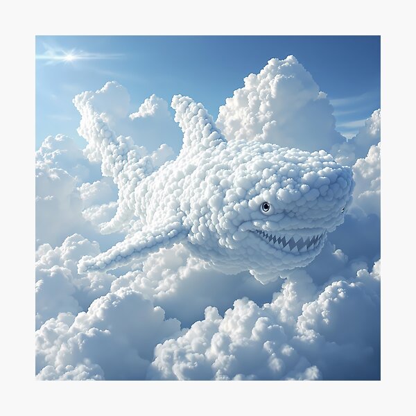 Item preview, Shark Dreamlike Animals Crafted from Clouds Surreal Sculptures designed and sold by ART ATTACK ZONE.