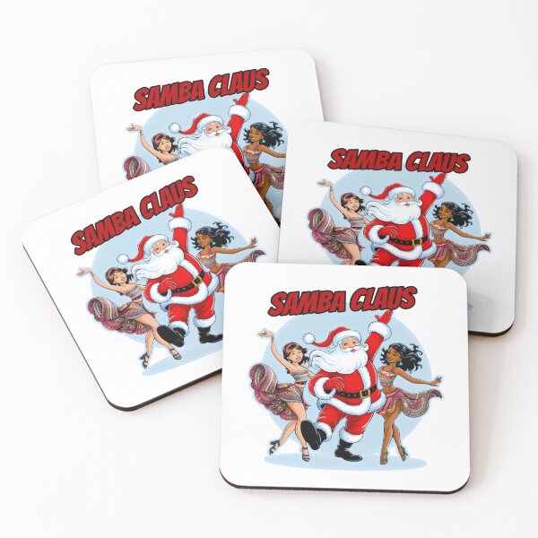 Item preview, Samba Claus Dancing Santa In Red Suit With Blue Glow And Colorful Samba Dancers designed and sold by SplashTastic.