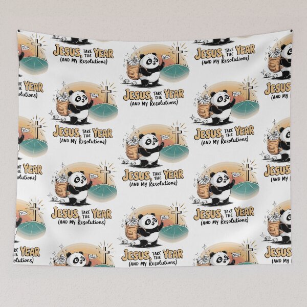 Item preview, Jesus, Take the Year | Whimsical Christian Panda Design | Faith-Based New Year Illustration designed and sold by HahaHandlesHub.