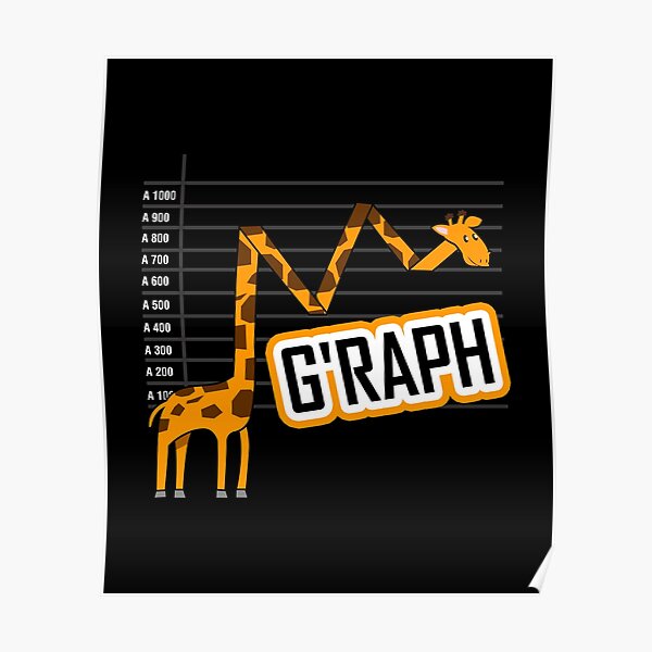 G'raph Giraffe Mathematicain Funny Animal Pun Poster