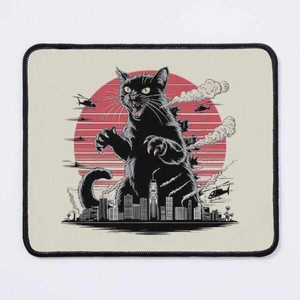 Item preview, Giant Black Cat Monster Destroying City - Retro Monster Design designed and sold by love3617.