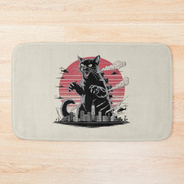 Item preview, Giant Black Cat Monster Destroying City - Retro Monster Design designed and sold by love3617.