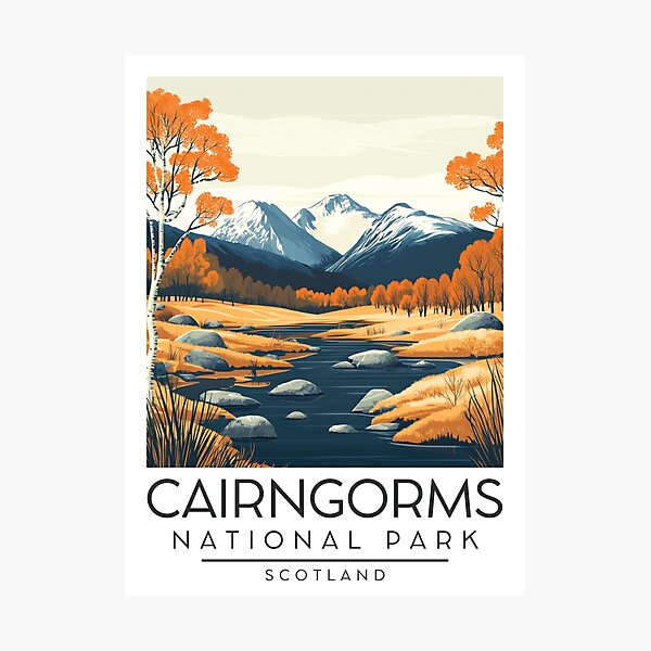 Item preview, A Vintage Illustration of Cairngorms National Park - Scotland designed and sold by GoodOldVintage.