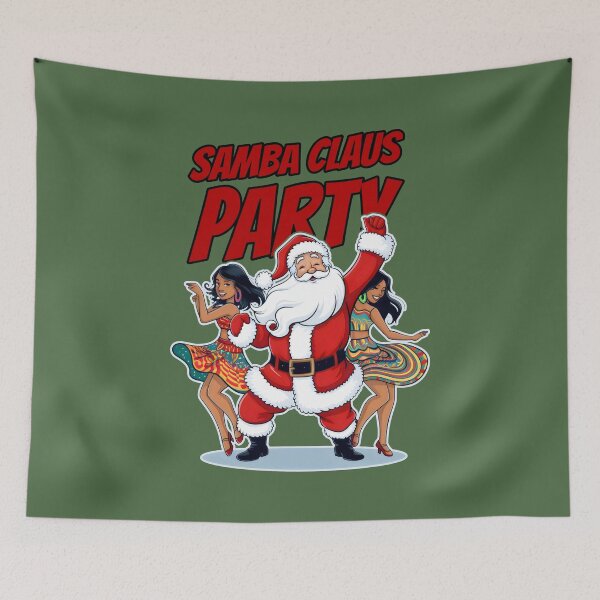 Item preview, Samba Claus Party Dance of Joy with Red Santa, Colorful Dancers and Festive Energy designed and sold by SplashTastic.