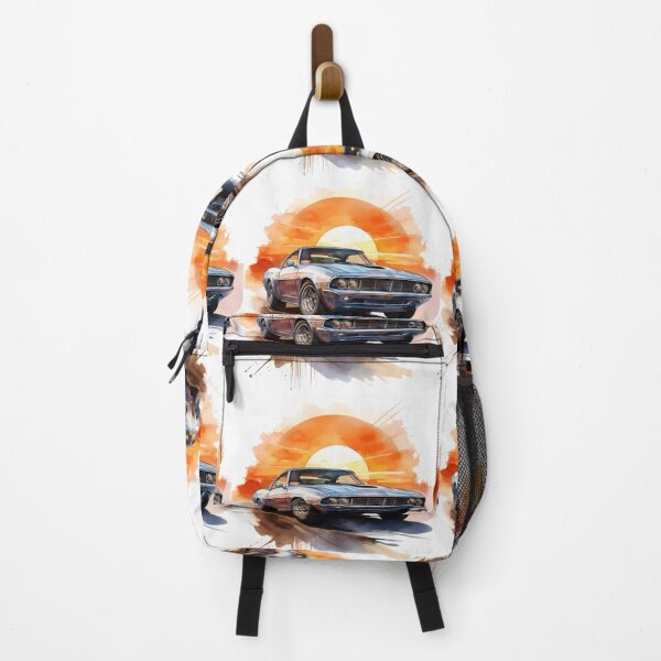 Item preview, Retro Blue Muscle Car with Orange Sunset – Classic Automotive Artwork designed and sold by RaiyaTees.