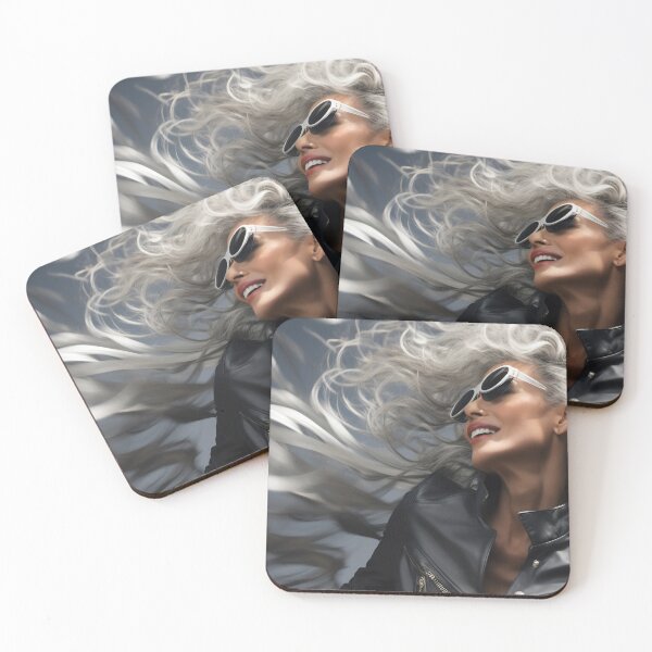 Item preview, Stylish Woman with Flowing Grey Hair designed and sold by anytka.