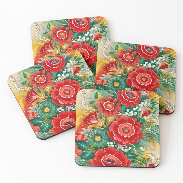 Item preview, Norwegian Telemark Rosemaling red and gold designed and sold by Madebysomeny.