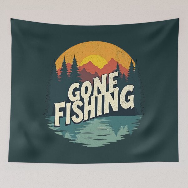 Item preview, Gone fishing - retro sun designed and sold by AwesomeBeyondLimits.