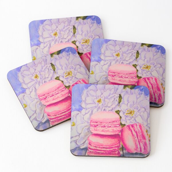Item preview, Pink Macarons Strawberry flavour Watercolor  designed and sold by happiartworks .