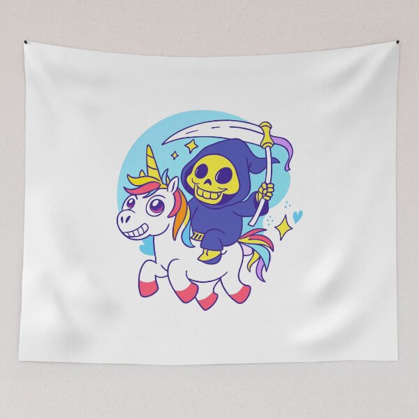 Item preview, Grim Reaper on Unicorn: Dark Fantasy Meets Whimsy ArtGrim Reaper on Unicorn: Dark Fantasy Meets Whimsy Art designed and sold by Timegraf.