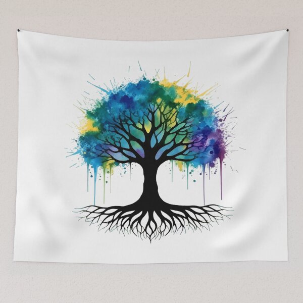 Item preview, Colorful Tree of Life Watercolor Art designed and sold by ZetaDream.