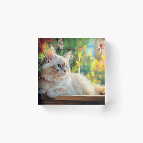 Item preview, Ragdoll cat portrait with flowers designed and sold by PetsArt.