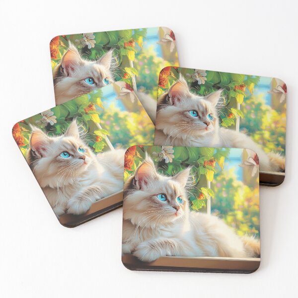 Item preview, Ragdoll cat portrait with flowers designed and sold by PetsArt.