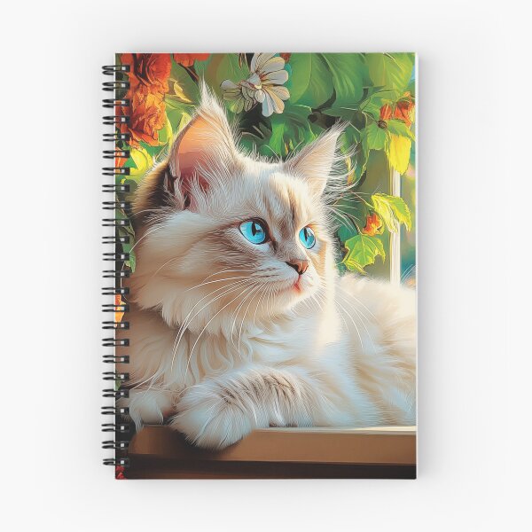 Item preview, Ragdoll cat portrait with flowers designed and sold by PetsArt.