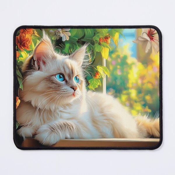 Item preview, Ragdoll cat portrait with flowers designed and sold by PetsArt.