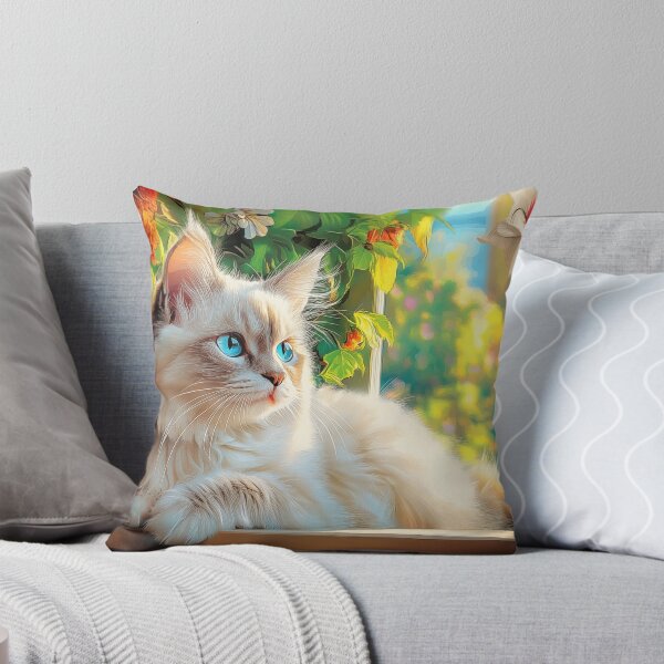 Item preview, Ragdoll cat portrait with flowers designed and sold by PetsArt.