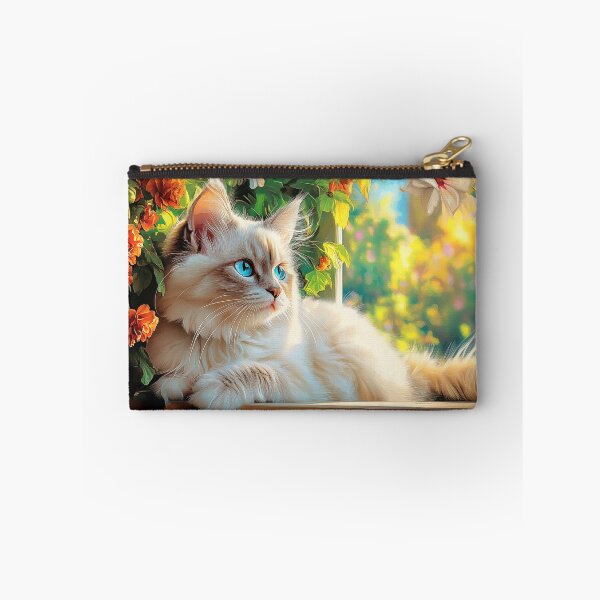 Item preview, Ragdoll cat portrait with flowers designed and sold by PetsArt.