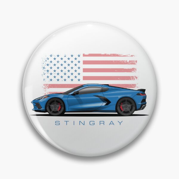 Item preview, Chevy Blue Corvette C8 American Flag Illustration designed and sold by blackdogshop.